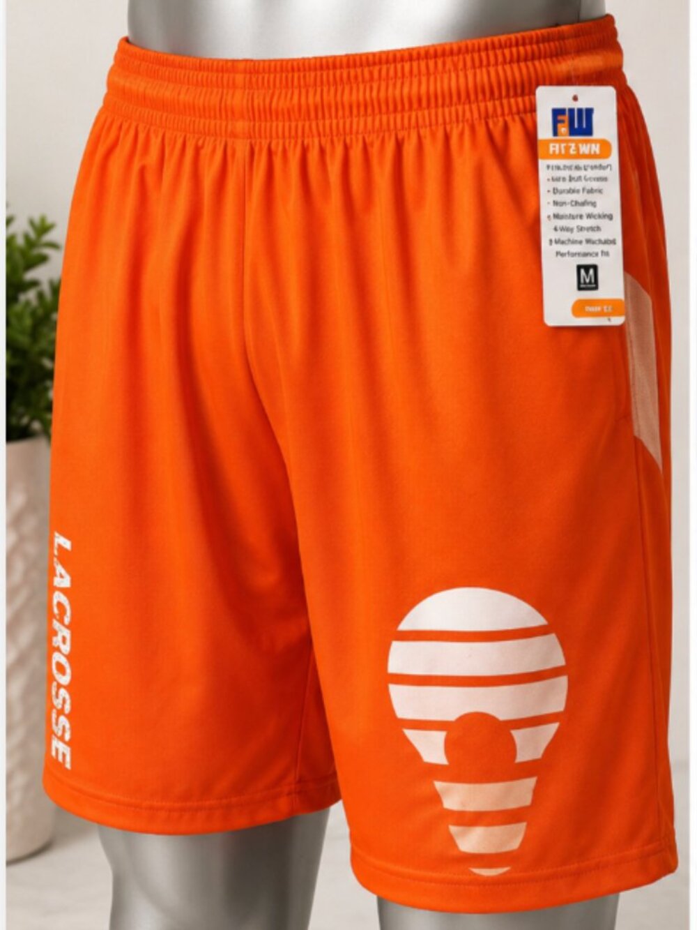 FIT 2 WIN Mens Lacrosse Shorts Orange Size M Medium NWT MSRP $45